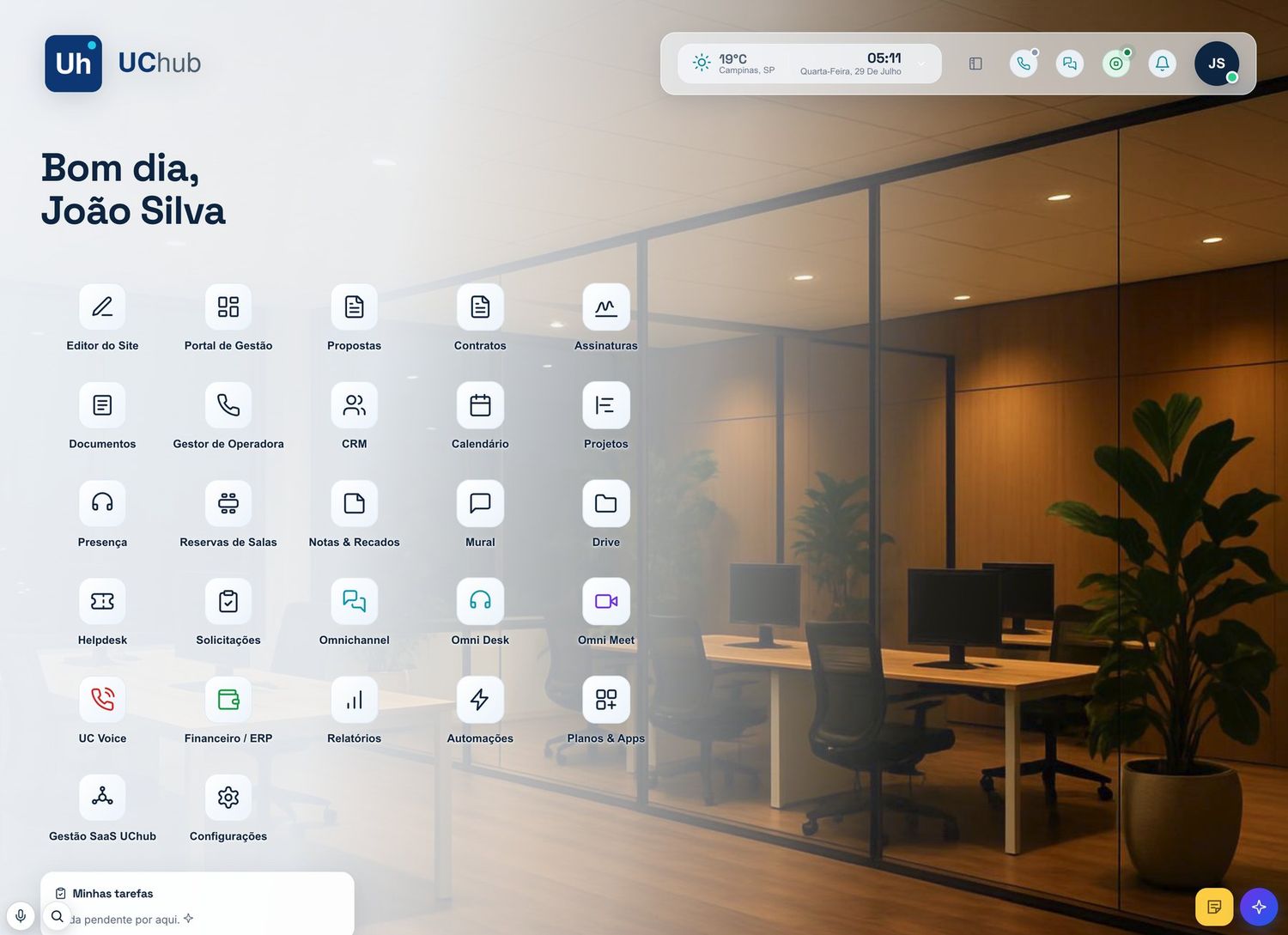 Launchpad do UChub — todos os apps num só lugar